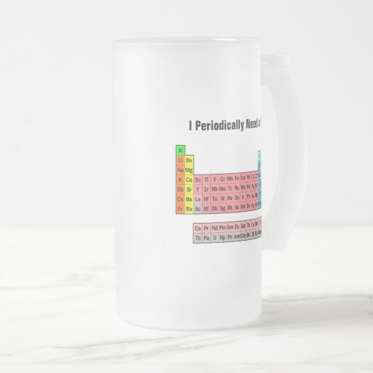 Ik heb regelmatig een bier nodig - Periodic Table Matglas Bierpul (Voorkant rechts)