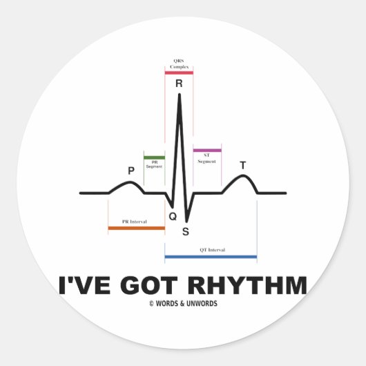 Ik heb Rhythm (ECG - EKG Heart Beat) Ronde Sticker (Voorkant)