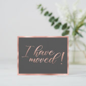 Ik heb Roos Gold Photo Moving Announge verplaatst Briefkaart (Staand voorkant)
