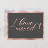 Ik heb Roos Gold Photo Moving Announge verplaatst Briefkaart (Voorkant / Achterkant)