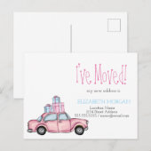 Ik heb Roze Cadeaus Nieuw Adres verplaatst Aankondigingskaart (Voorkant / Achterkant)