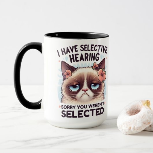Ik Heb Selectief Gehoor Grappig Kattenliefhebber C Mok (Met donut)