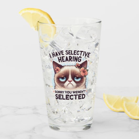 Ik Heb Selectief Gehoor Grappige Kattenliefhebber Glas (Voorkant ijs)
