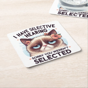 Ik Heb Selectief Gehoor Grappige Kattenliefhebber  Kartonnen Onderzetters