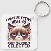 Ik Heb Selectief Gehoor Grappige Kattenliefhebber  Sleutelhanger (Achterkant)