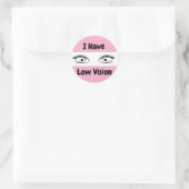 Ik heb slecht zicht - roze ogen ronde sticker (Tas)