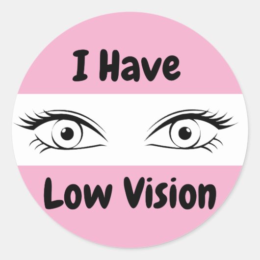 Ik heb slecht zicht - roze ogen ronde sticker (Voorkant)