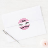 Ik heb slecht zicht - roze ogen ronde sticker (Envelop)