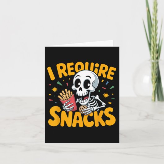 Ik heb snacks nodig Fun Halloween Skeleton Meme Fa Kaart (Voorkant)