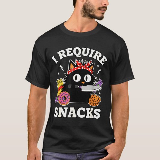 Ik heb snacks nodig Funny kat liefhebber meme moed T-shirt (Voorkant)