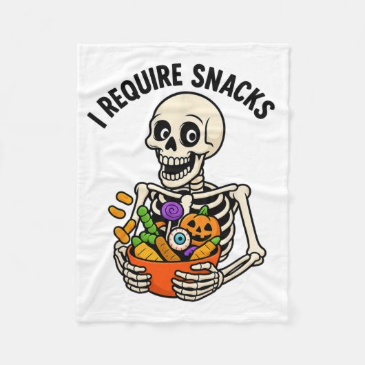 Ik heb snacks nodig Grappig skelet Halloween meme Fleece Deken (Voorkant)