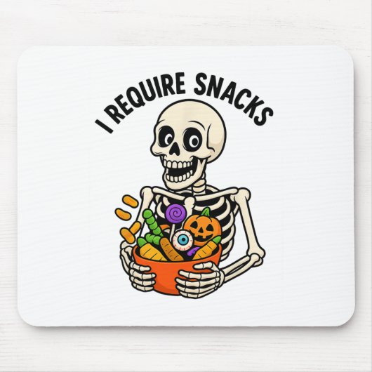 Ik heb snacks nodig Grappig skelet Halloween meme Muismat (Voorkant)