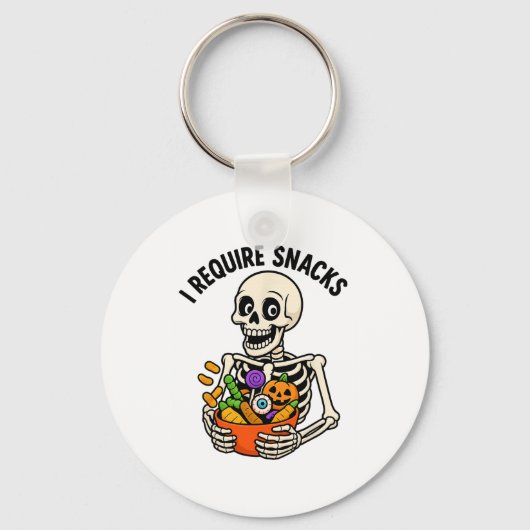 Ik heb snacks nodig Grappig skelet Halloween meme Sleutelhanger (Voorkant)