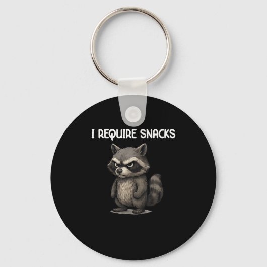Ik heb snacks nodig Grappige wasbeer Meme Snack Lo Sleutelhanger (Voorkant)
