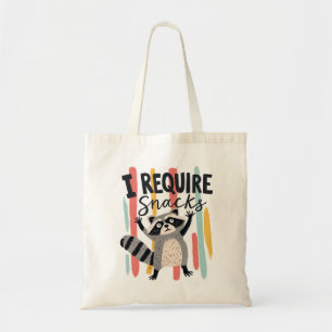 Ik heb snacks nodig, leuk wasbeondesign tote bag