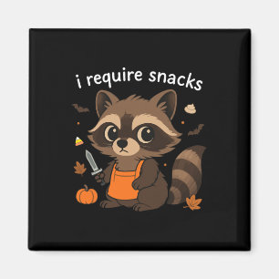Ik heb snacks nodig Raccoon Halloween kostuums Gra Magneet