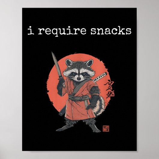 Ik heb snacks, wasbeer en grappige wasbeer nodig poster (Voorkant)