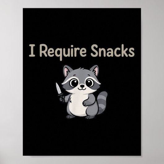 Ik heb snacks wasbeer, Schattigee wilde wasbeer me Poster (Voorkant)