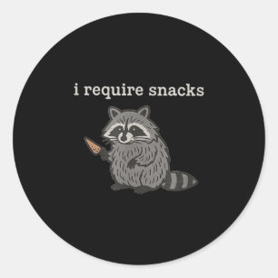 Ik heb snacks wasbeer Shirt Mannen vrouwen Funny R Ronde Sticker