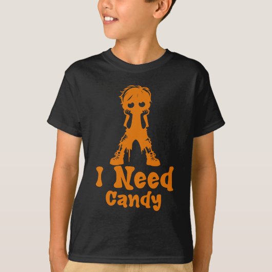 Ik heb Snoep nodig, grappige Halloween Kinderen T-shirt (Voorkant)