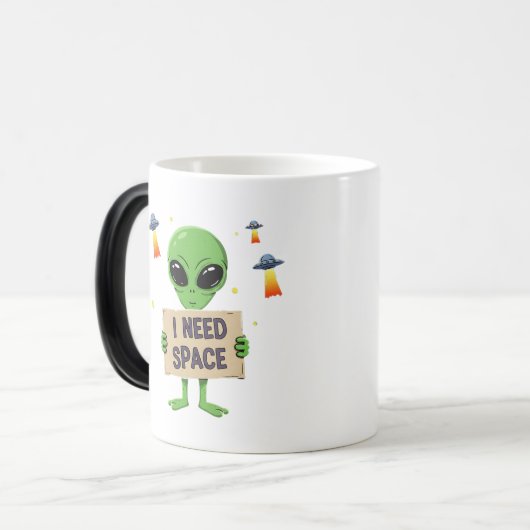 Ik heb Space Alien Cartoon White Coffee Mok nodig (Voorkant links)