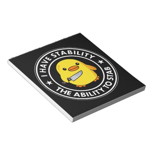 Ik heb stabiliteit vermogen om grappig te steken notitieblok (Schuin)