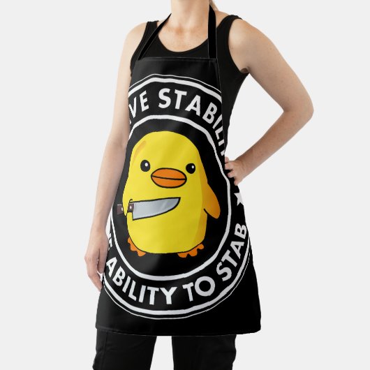 Ik heb stabiliteit vermogen om grappig te steken schort (Insitu)
