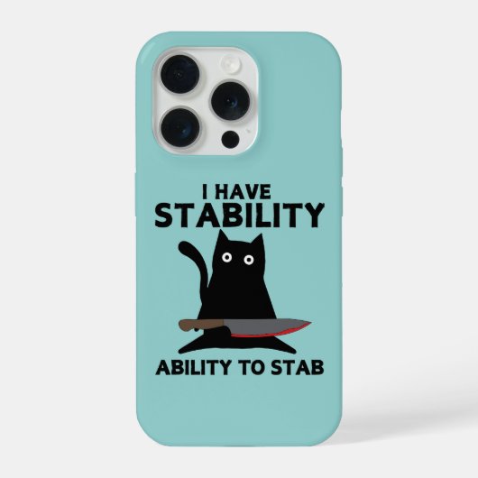 Ik heb stabiliteitsvermogen om grappige zwarte kat iPhone hoesje (Achterkant)