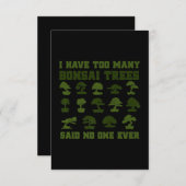 Ik heb te veel bonsai-bomen die niemand ooit hebbe RSVP kaartje (Voorkant / Achterkant)