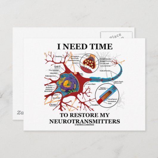 Ik heb tijd nodig om mijn neurotransmitters te her briefkaart (Voorkant / Achterkant)