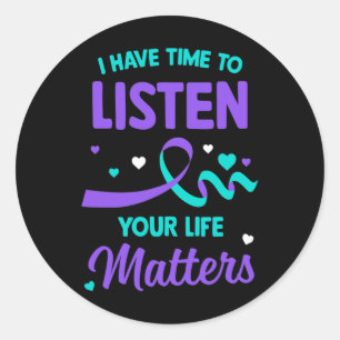 Ik heb tijd om te luisteren naar Mental Health Sui Ronde Sticker