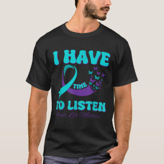 Ik heb tijd om te luisteren naar Paarse Blauwgroen T-shirt