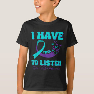 Ik heb tijd om te luisteren naar Paarse Blauwgroen T-shirt
