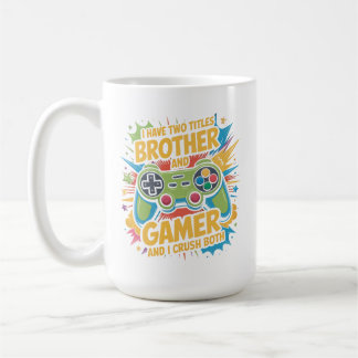 Ik heb twee titels broer en gamer Boy Kids Koffiemok