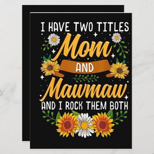 Ik heb twee titels, mama cadeau, Moederdag cadeau Menu (Voorkant / Achterkant)