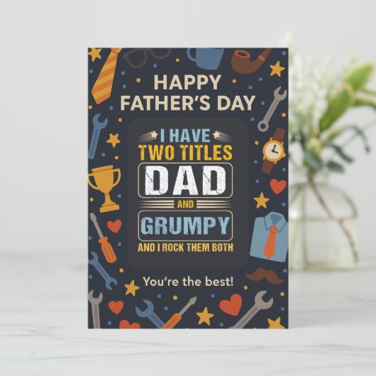 Ik heb twee titels Pap en Grummy Vaders Day Gift Kaart (Staand voorkant)