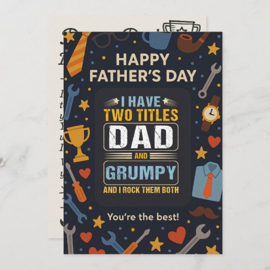 Ik heb twee titels Pap en Grummy Vaders Day Gift Kaart (Voorkant / Achterkant)