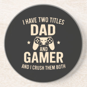 Ik heb twee titels Papa en Gamer Leuk Gaming Vader Zandsteen Onderzetter