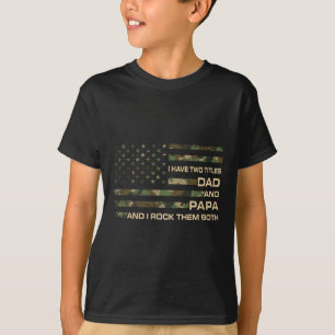Ik heb twee titels Papa en Vader Vaderdag Opa T-shirt