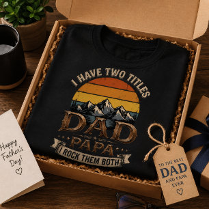 Ik heb twee titels Papa Retro Vaderdag T-shirt