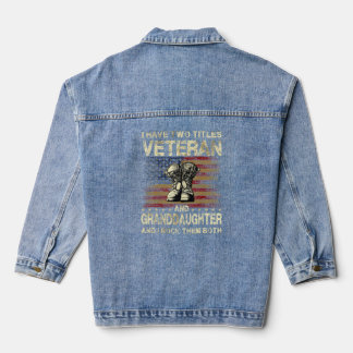 Ik heb twee titels veteraan en kleindochter denim jacket
