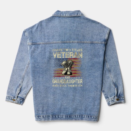 Ik heb twee titels veteraan en kleindochter denim jacket (Achterkant)