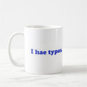 Ik heb typos - blauw koffiemok (Links)