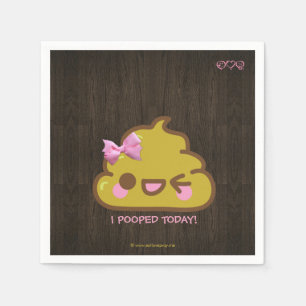 Ik heb vandaag gepoept! Leuke poep met roze strik Servetten