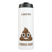 Ik heb vandaag grappig Poo Emoji met naam gepost Thermosbeker (Voorkant)