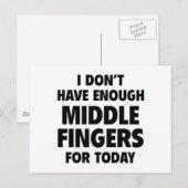 Ik heb vandaag niet genoeg middenvingers briefkaart (Voorkant / Achterkant)