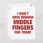 Ik heb vandaag niet genoeg middenvingers briefkaart (Voorkant / Achterkant)