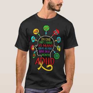 Ik heb veel ideeën ADHD Bewustmaking Oranje Ribbon T-shirt