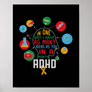Ik heb veel ideeën ADHD bewustzijn en comfort kleu Poster