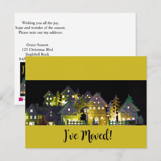 Ik heb verlichte kerstwoningen verplaatst briefkaart (Voorkant / Achterkant)